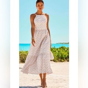 Lilly Pulitzer NWT Charlese Eyelet Maxi Sand Bar Metallic